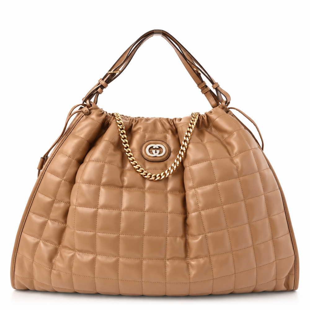 Gucci Deco Large Camelia Quilted Leather Hobo Shoulder Bag 746209